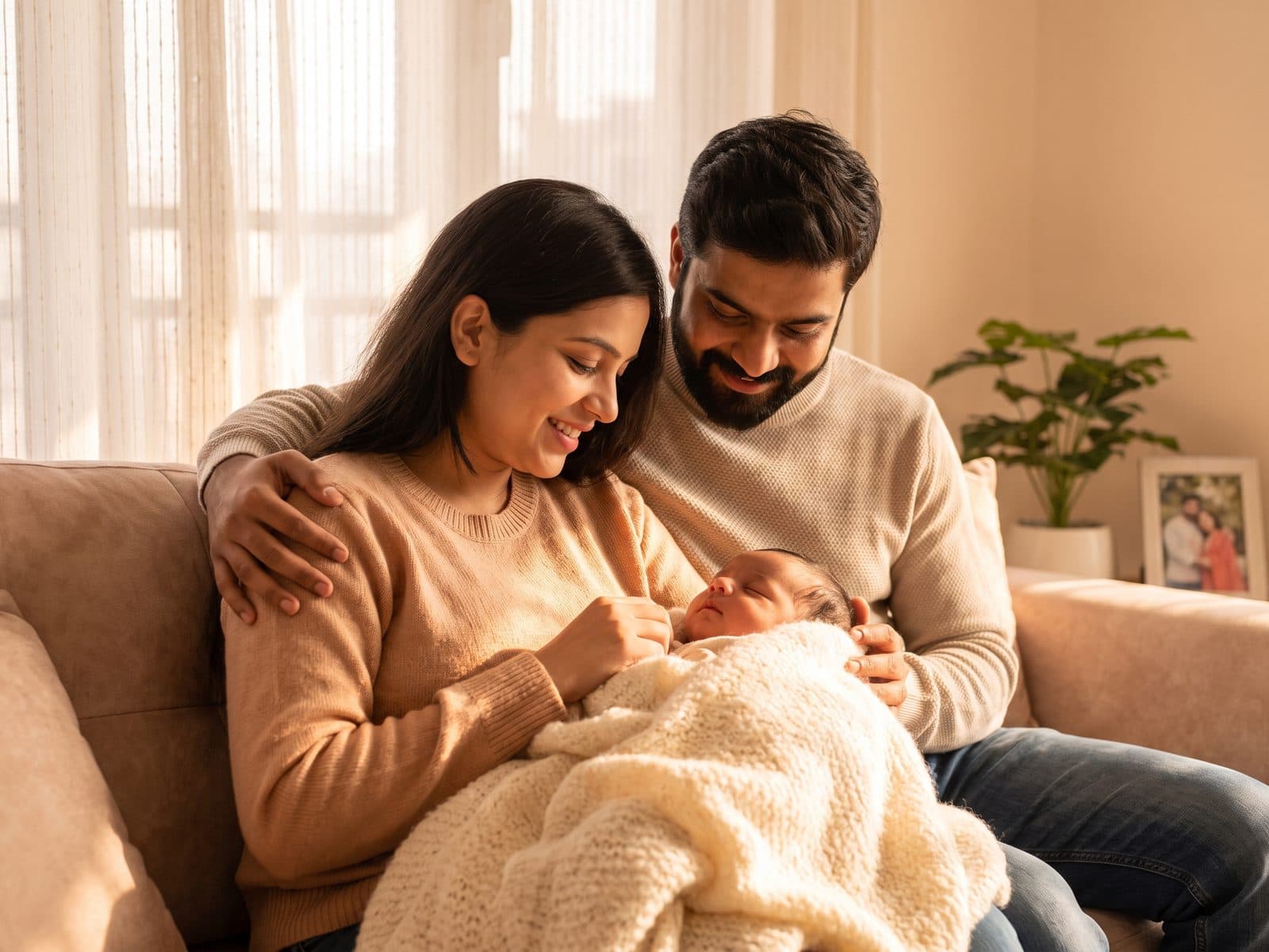 Parents holding their newborn baby