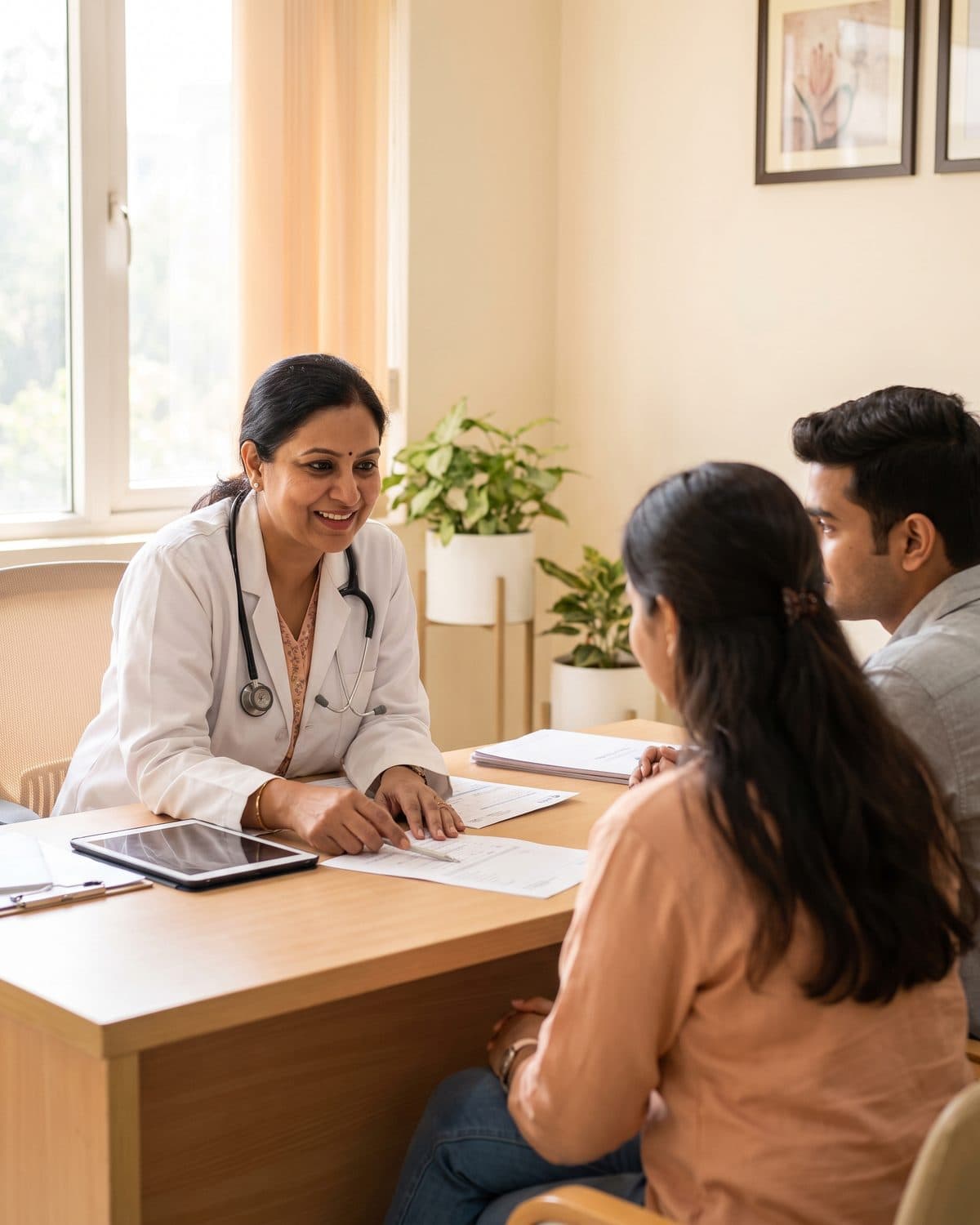 Doctor explaining IUI treatment to a couple