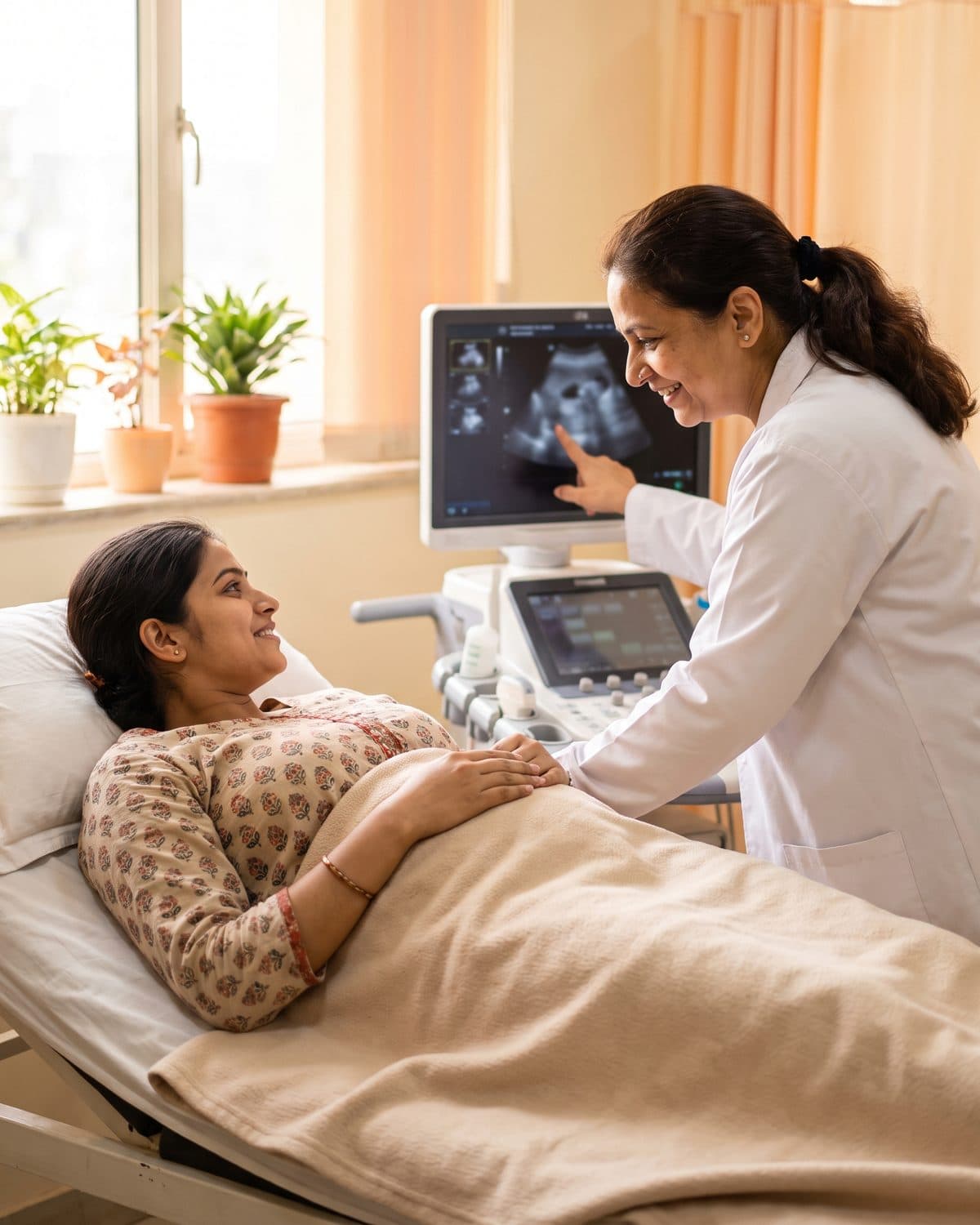 Woman having a gentle ultrasound scan